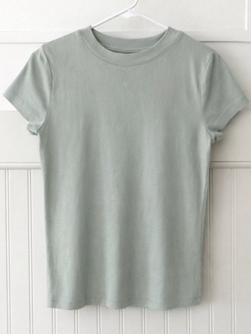 Ribbed Crewneck Tee in Sage Green